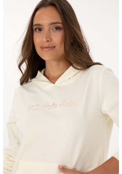 U.S. Polo Assn. Kadın Krem Kapüşonlu Sweatshırt 50313559-VR256