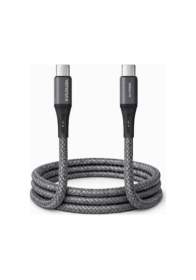 Type C-c, 2metre Örgülü 60watt Pd Hızlı Şarj Kablosu, Wahoo 1ad X 2metre Füme