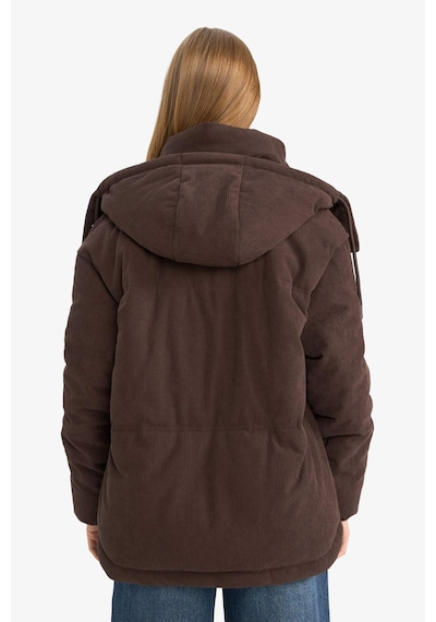 Defacto Regular Fit Kapüşonlu Kadife Mont F2824ax25wnbn530 Kahve-bn530