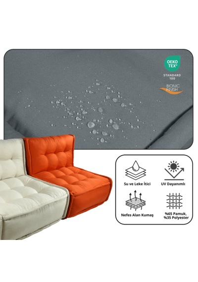 Xpermate Zen Sırtlı Minder İskandinav Tarzı Minder 80x60 Antrasit