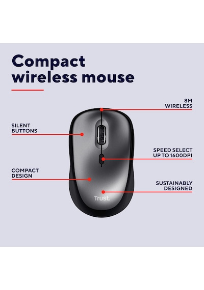 Trust 24549 YVI+ Sessiz Kablosuz Mouse