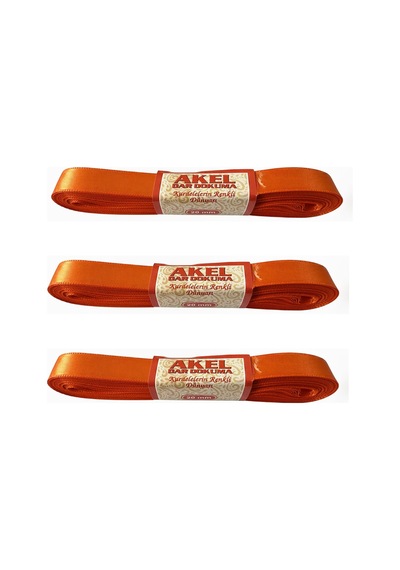 Akel Dar Dokuma Turuncu Saten Kurdele - 2 Cm. X 10 Metre - 3 Adet Tüm Yaşlar