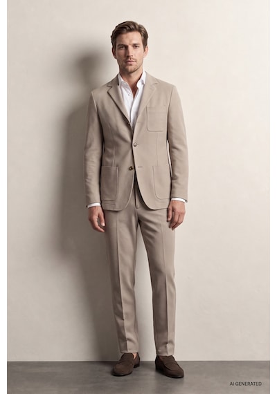 D'S Damat Ds Damat Comfort Bej Gofre Desenli Takim Elbise 6hc05ort00601