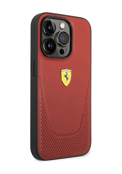 Apple iPhone Uyumlu 14 Pro Kılıf Ferrari Deri Delikli Dizayn Kapak