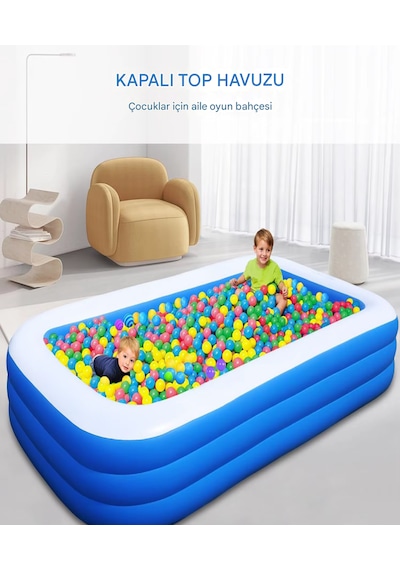 305x175x60cm Şişme Havuz 3 Katmanlı Yüzme Havuzları Aile Ve Çocuklar İçin Tatil Şişme Havuzu Mavi
