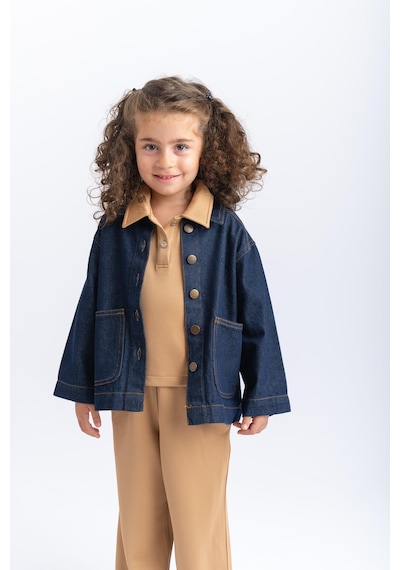 Oliven The Kid Oliventhekid Unisex Cepli Koyu Yıkama Kot Ceket Mavi Mavi