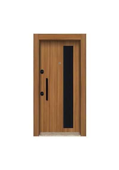 Çelik Kapı Modelleri Ahşap Kaplama Kabartmalı Daire Kapısı Sağ 4