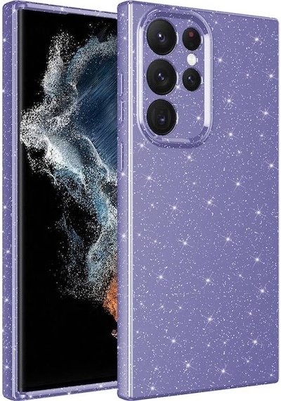 Galaxy S22 Ultra Uyumlu Kılıf Kamera Korumalı Simli Lüks Koton Kapak