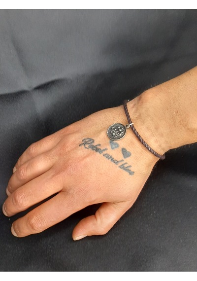 Mryart Allah Yazılı Unisex Bileklik Ayarlanabilir Metal Madalyonlu Tasarım Kahverengi
