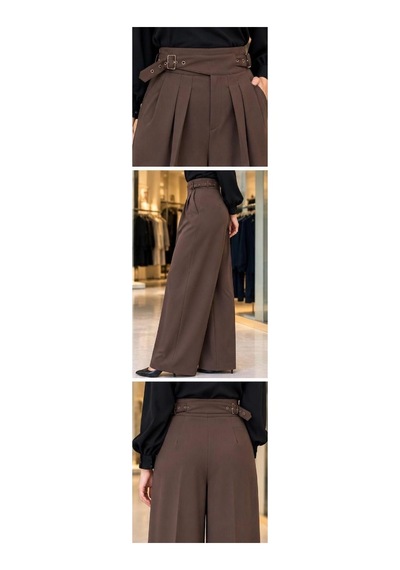 Ghisa Yüksek Kemerli/tokalı Bol Paça Pantolon Kahverengi - 943372997 Kahverengi