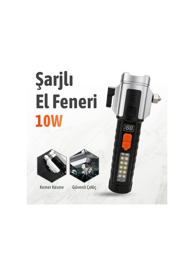 Gs-15600 Profesyonel Şarjlı Suya Ve Darbeye Dayanıklı El Feneri Kemer Kesme Cam Kırma Mıknatıslı