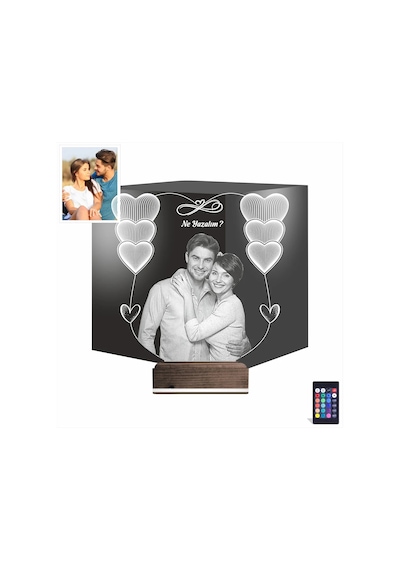 Luvivia Kalp Sevgiliye Hediye Fotoğraflı 3d Lamba - Masa Gece Lambası V15 Şeffaf