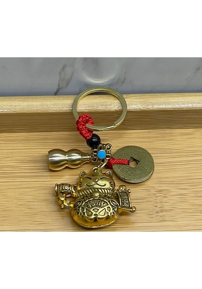 Periboia Metal Şans Ve Bereket Kedisi Anahtarlık Model 1