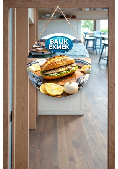 Balık Temalı İpli Ahşap Kapı Duvar Süsü, Balık Restoranı Dükkanı Tablo Dekoru