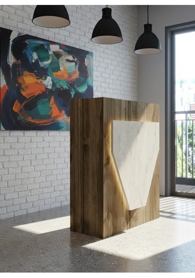 Resital Ledli Karşılama Bankosu G-90 Cm Ofis Kasa Resepsiyon Masası Banko-001-2-8