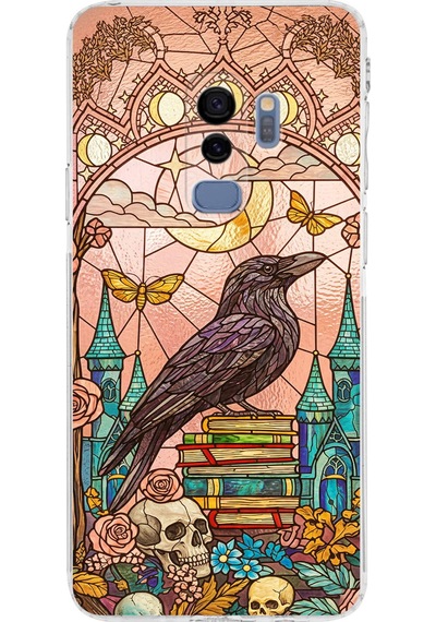 Printify Samsung Galaxy S9 Plus İle Uyumlu Vitray Bilge Kuzgun Tasarımlı Şeffaf Silikon Kılıf Şeffaf