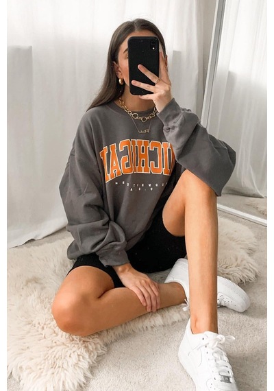 Madmext Mad Girls Antrasit Sweatshirt Mg785 Antrasit