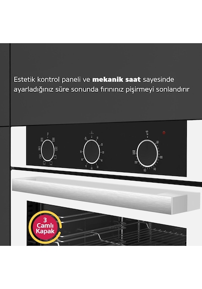 Simfer 8221 9 Fonksiyon QS Beyaz Cam Ankastre Fırın Power Turbo Pop-up