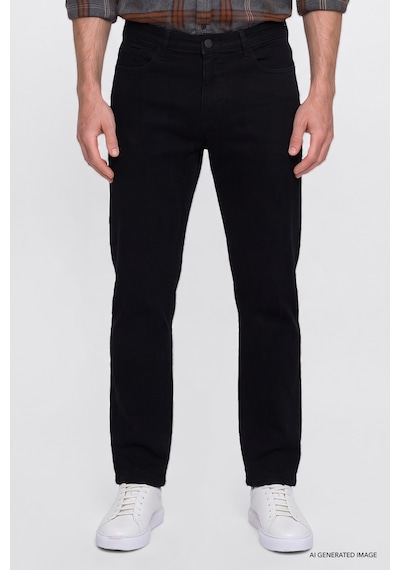 Ac&Co / Altınyıldız Classics Erkek Sıyah Pamuklu Baggy Fit 5 Cepli Esnek Jean Kot Denim Pantolon Siyah