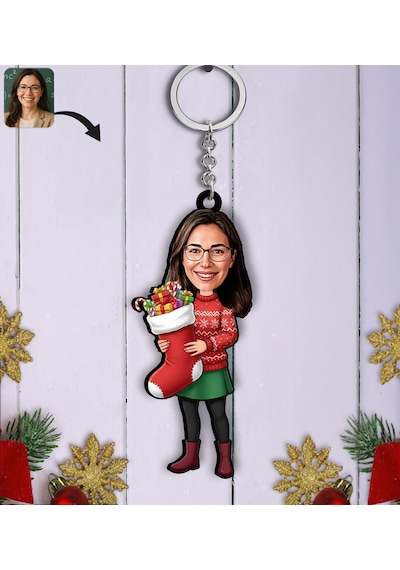 Bk Gift Kişiye Özel Kadın Yılbaşı Karikatürlü Ahşap Anahtarlık -11, Yeni Yıl Hediyesi, Yılbaşı Hediyesi Kobitmeyencom35829 Bk Gift