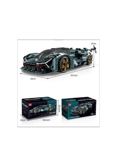 Guly 10611 Millanio Spor Araba 1:8 Technic Yapım Blok Seti 3159 Parça