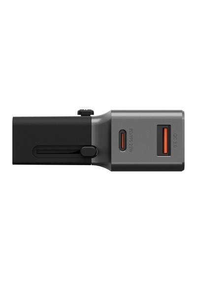 Travelworld Universal 1 Adet 25w Type-c Ve 1 Adet 18w Usb 3.0 Çıkışlı Hızlı Şarj Aleti - Koyu Gri