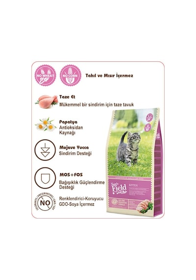 Sam's Field Kitten Tavuklu Tahılsız Yavru Kedi Maması 7500 G