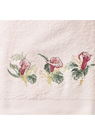 Floret Çiçekli%60 Pamuk%40 Viskoz Hamam Seti, Somon, 2 Adet 70x150 Cm, 2 Adet 50x90 Cm Cok Renkli