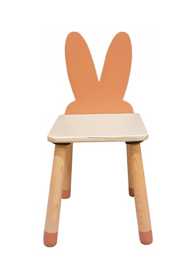 Woodnjoy Wood & Joy Doğal Ahşap Renkli Çocuk Sandalye Tavşan Pembe