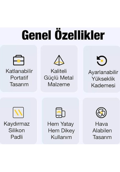 Coofbe Aluminyum Katlanabilir Yükseklik Ayarlı Kaydırmaz Taşınabilir Laptop Apple Uyumlu MacBook Notebook Standı
