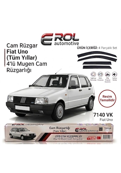 Fiat Uno 4'lü Hb Mugen Cam Rüzgarlığı Siyah