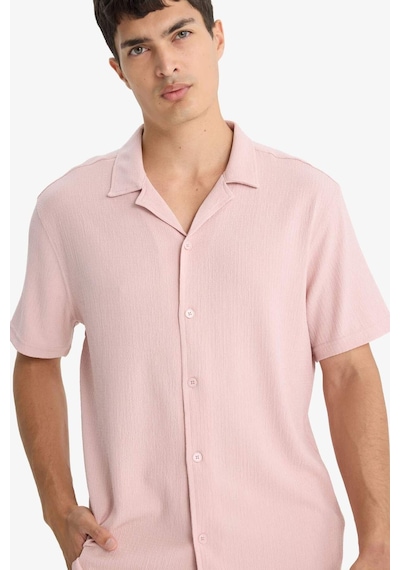 Defacto Modern Fit Polo Yaka Penye Kısa Kollu Gömlek C4125ax25smbr134 Pembe