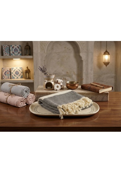 Ludıa %100 Pamuklu Diamond Desenli Saçaklı Siyah Peştemal 100x195 Cm Plaj Ve Banyo Havlusu
