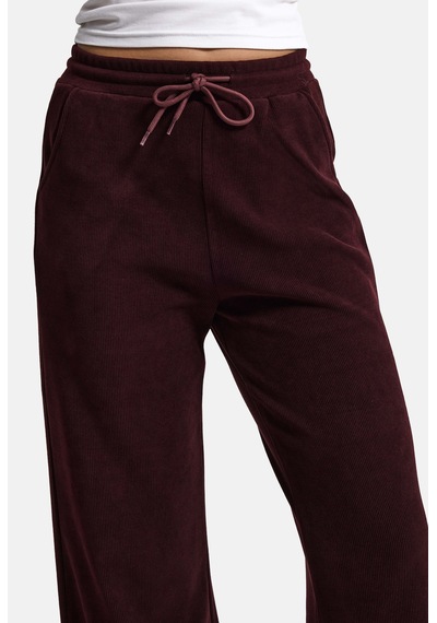 Kadın Bordo W6-35 Flare Fit İnce Fitilli Esnek Velvet Kadife Kumaş Pantolon