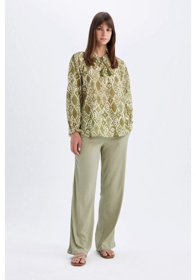 DeFacto Relax Fit Desenli Vual Uzun Kollu Tesettür Bluz Tunik C9738AX24SMGN1156