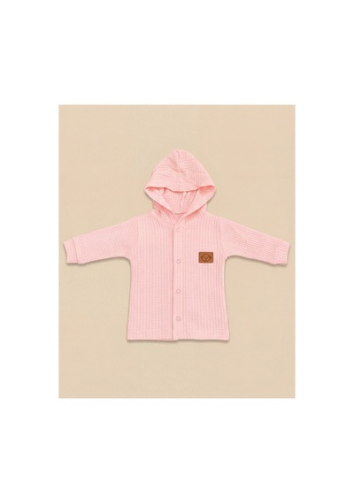 Minory Baby - %100 Pamuk Hırka Waffle Kumaş Pembe Pembe