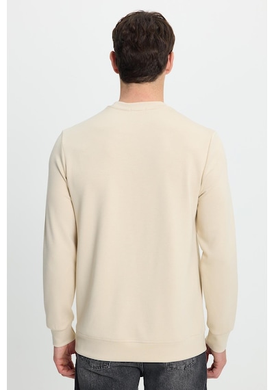 Tudors Erkek Relax Fit Rahat Kesim Uzun Kollu Ekstra Yumuşak Bisiklet Yaka Kemik Rengi Sweatshirt-41870 Kemik