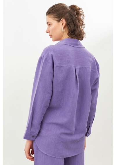 Stella Pulvis Mor Keten Oversize Gömlek Mor