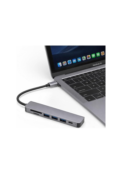 Type-c 7'si 1 Arada Usb-c Hub, Hdmı Hdtv , 3 Usb 3.0, Sd Ve Tf Kart Okuyucu, Pd Güç Girişi, Windows 10, Mac Os, Chrome Os Ve Linux Uyumlu Çok Fonksiyonlu Adaptör 1988