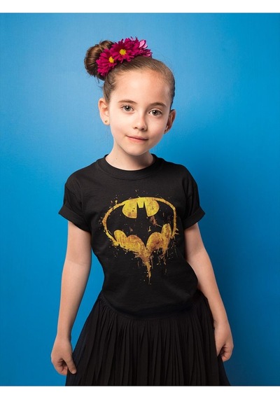 Sevbano Batman Kahraman Yarasa Baskılı Unisex Film Çocuk Tişört 1-12 Yaş SIYAH