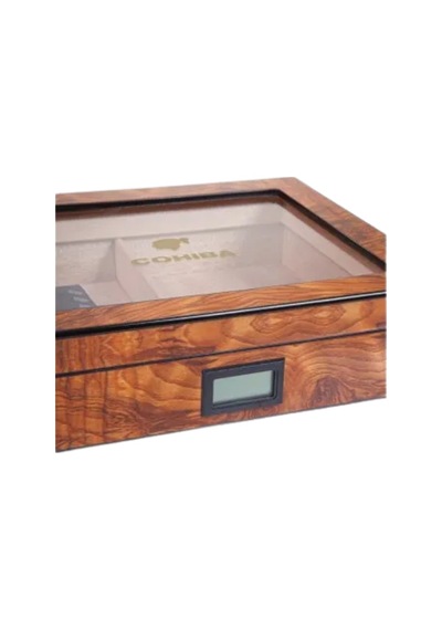 Cohiba Kahverengi Camlı Sedir Humidor Puro Kutusu - Tr9823