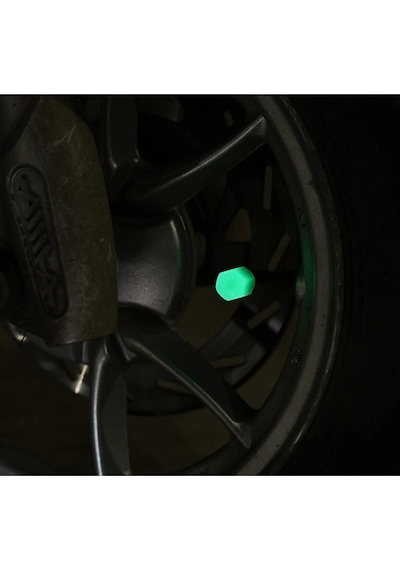 Fosforlu Floresan Led Yeşil Pilsiz Araba Motorsiklet Lastik Sibop Kapaği 4 Adet