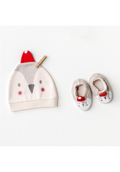 Andywawa Penguin Bebek Şapka Ve Patik Takım Ac25348 Ekru