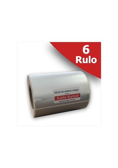 100x75 Silvermat Etiket | 6 Rulo Demirbaş Etiketi