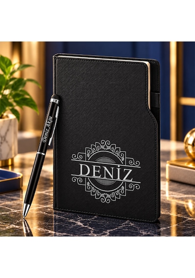 Bk Gift Kişiye Özel 374 Termo Deri Tarihli Ajanda & Siyah Touch Pen Tükenmez Kalem-11 Çok Renkli