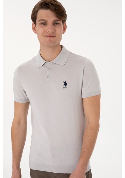 U.S. Polo Assn. Erkek Slim Fit Polo Yaka Açık Gri Tişört 50299359-VR001