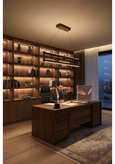 Orion Gold Lineer Led Sarkıt Avize Kumandalı Dim Edilebilir Aşağı Işık Beyaz Işık