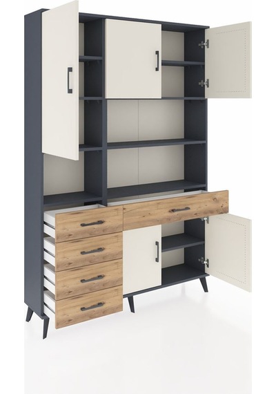 Arges Dolap 9 Raflı 5 Çekmeceli 5 Kapaklı 132x30x195 Antrasit-aytaşı/çam Aytası/atlas Çam Arges Dolap 9 Raflı 5 Çekmeceli 5 Kapaklı 132x30x195 Antrasit-aytaşı/çam Aytası/atlas Çam