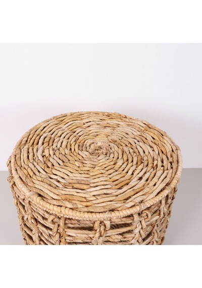 Side Doğal Abaka 42x42 Cm Kapaklı Çamaşır Ve Dekorasyon Sepeti Bej
