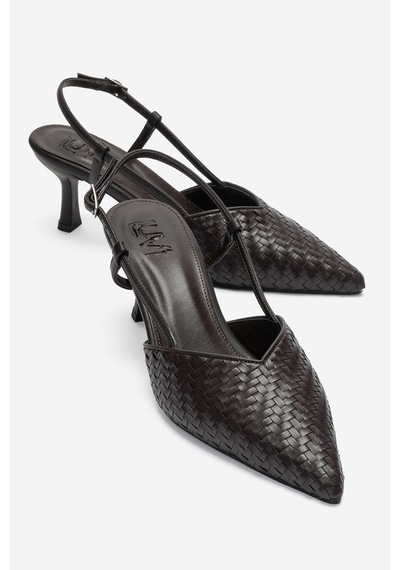 Luvi Shoes Mavero Kahverengi Örgü Kadın Topuklu Ayakkabı